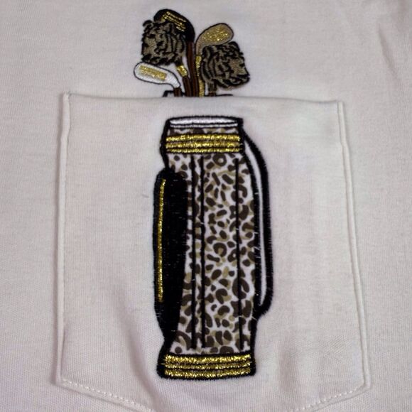 KT Golf Women’s ANIMAL‎ PRINT White GOLF POLO 1/4 Zip Golf Bag Appliqué Sz 1X - Picture 11 of 13